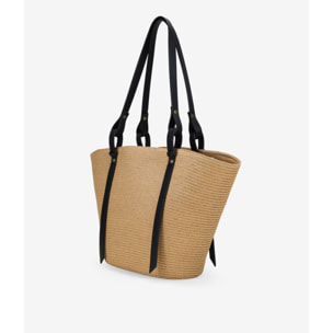 Capazo de hombro tostado con cremallera