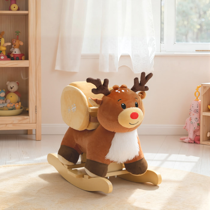 Cheval à bascule enfant jouet à bascule renne siège ceinture réglable effets sonores