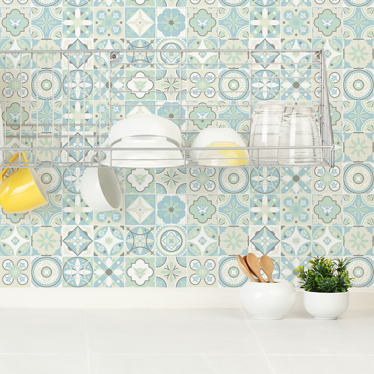 Stickers muraux - Sticker Mural Carrelage adhésif Cuisine Salle de Bain - 24 STICKERS CARRELAGES AZULEJOS GUILIANITA