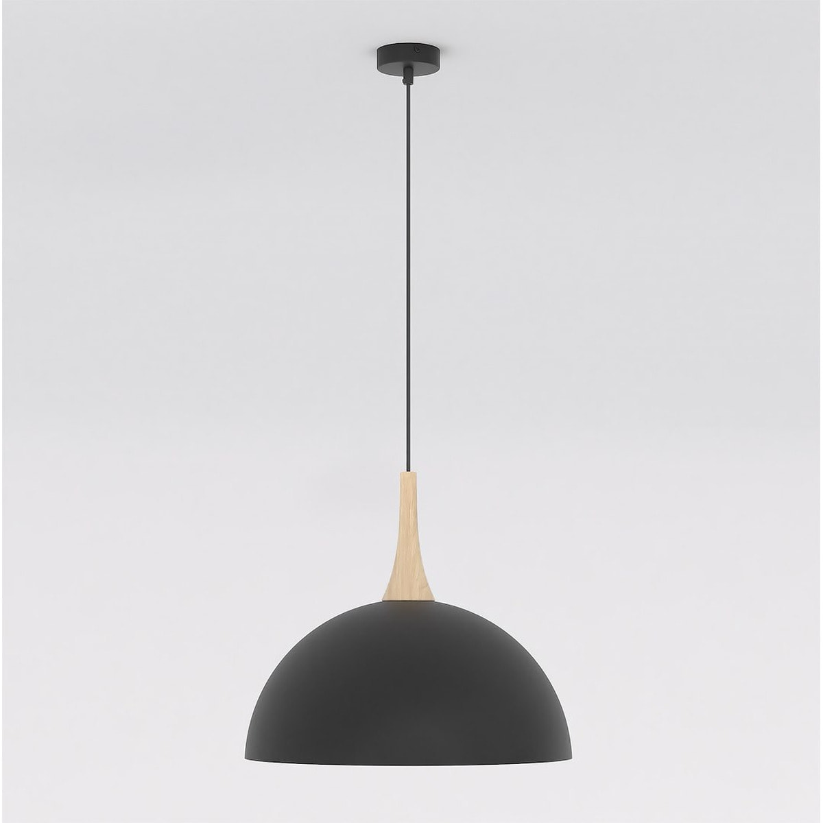Lampada a sospensione Nautica in acciaio nero e legno