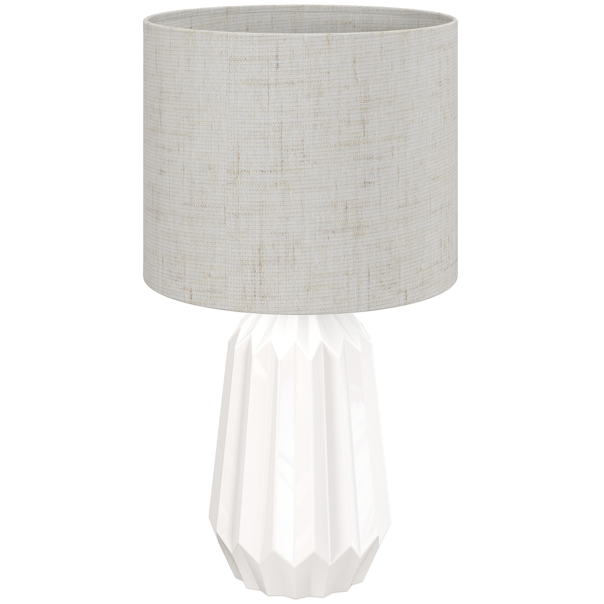 Lampe de table design néo-rétro céramique géométrique lin