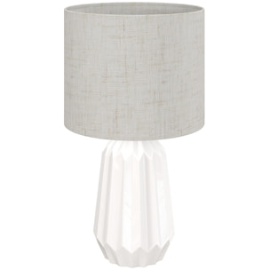 Lampe de table design néo-rétro céramique géométrique lin