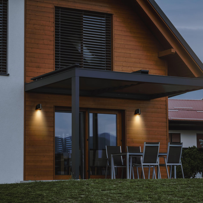 Forlight Prisma - Aplique de Pared Exterior GU10 Luz Hacia Abajo para Jardín y Terraza IP65 de Color Negro