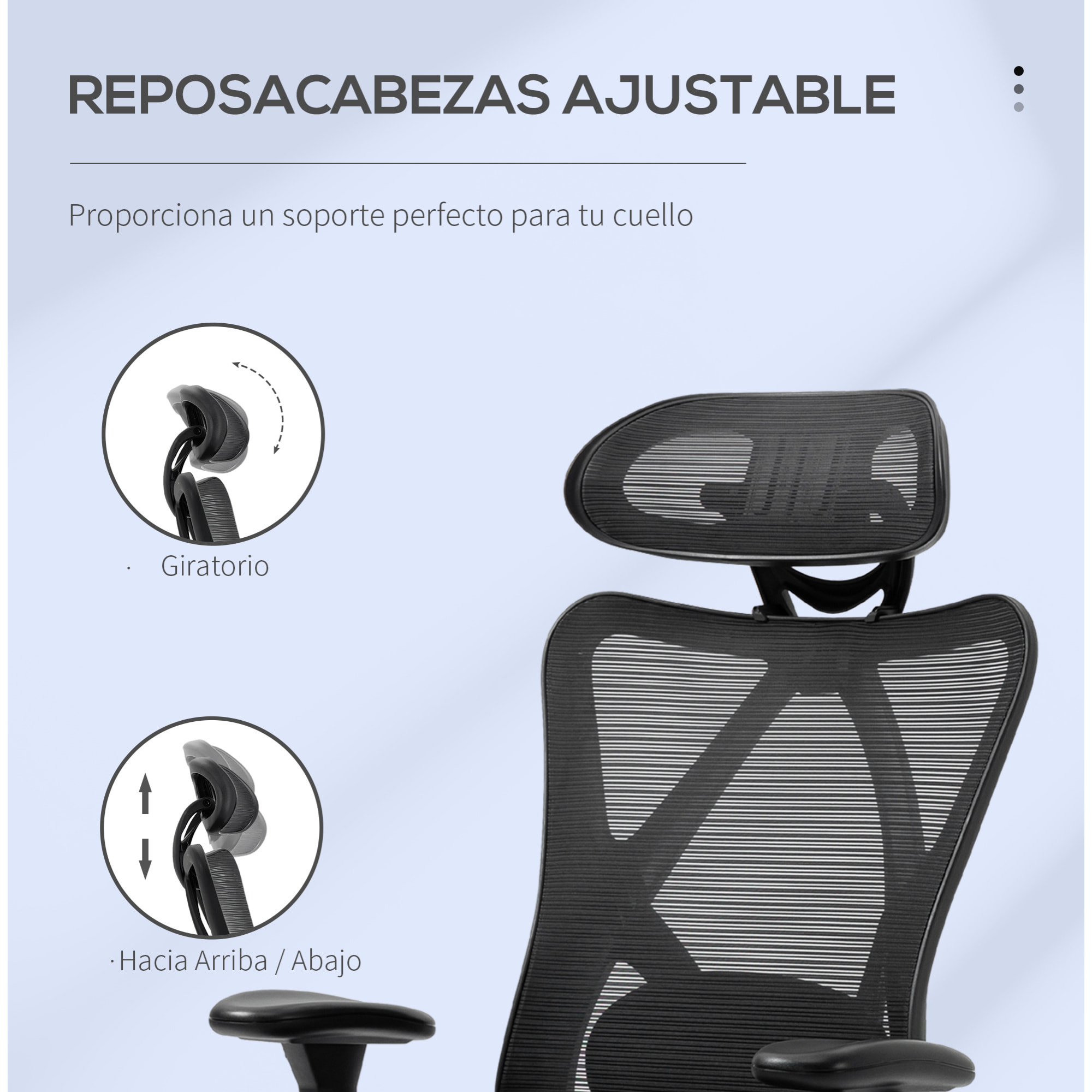 Vinsetto Silla de Oficina Giratoria con Reposabrazos 2D Silla Escritorio Regulable en Altura Reposacabezas Soporte Lumbar y Respaldo Alto Malla Transpirable 67x64x117-127 cm Negro