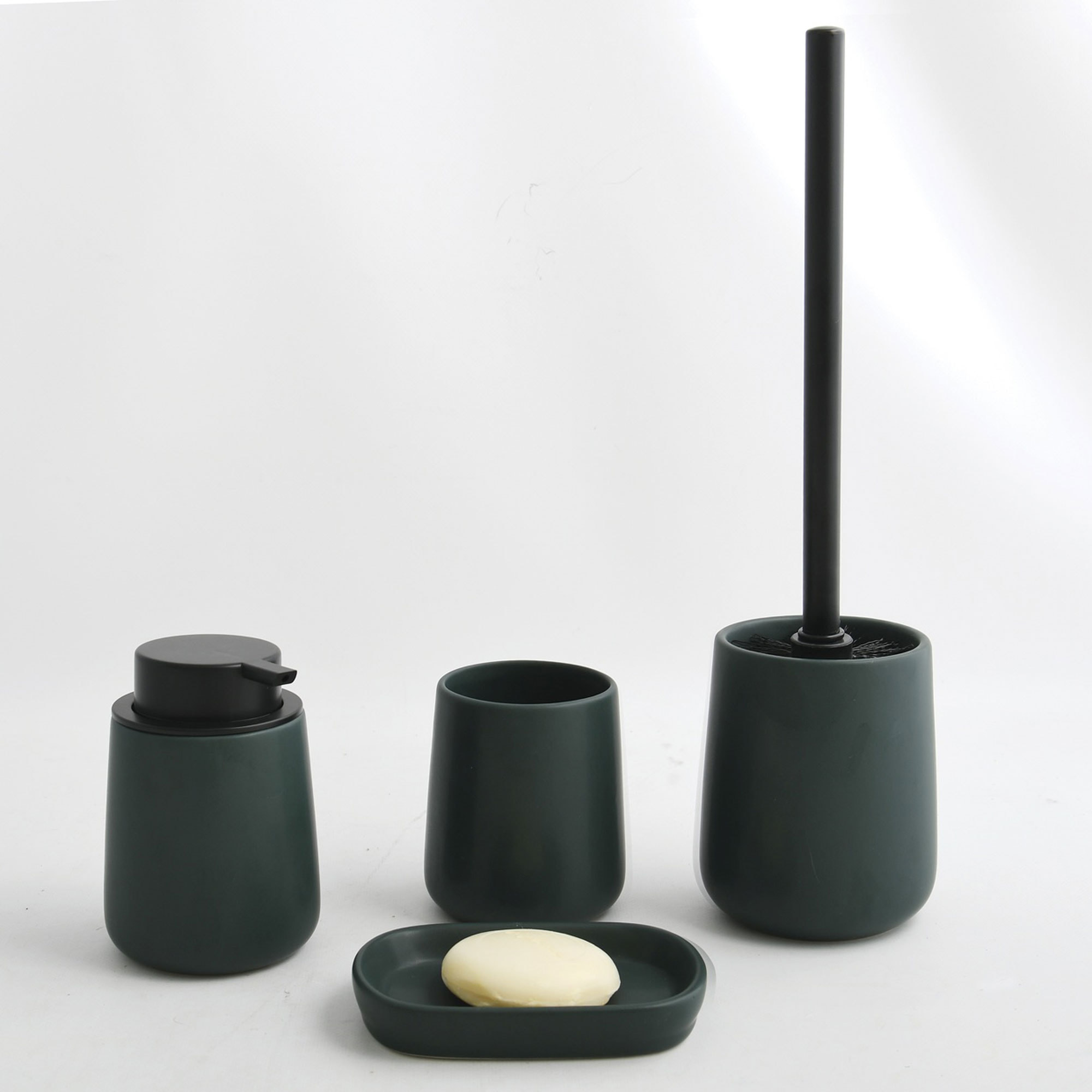 VASO/PORTACEPILLOS DE CERÁMICA MAONIE VERDE OSCURO