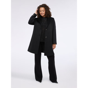 Fiorella Rubino - Cappotto lungo misto lana con bottoni - Nero