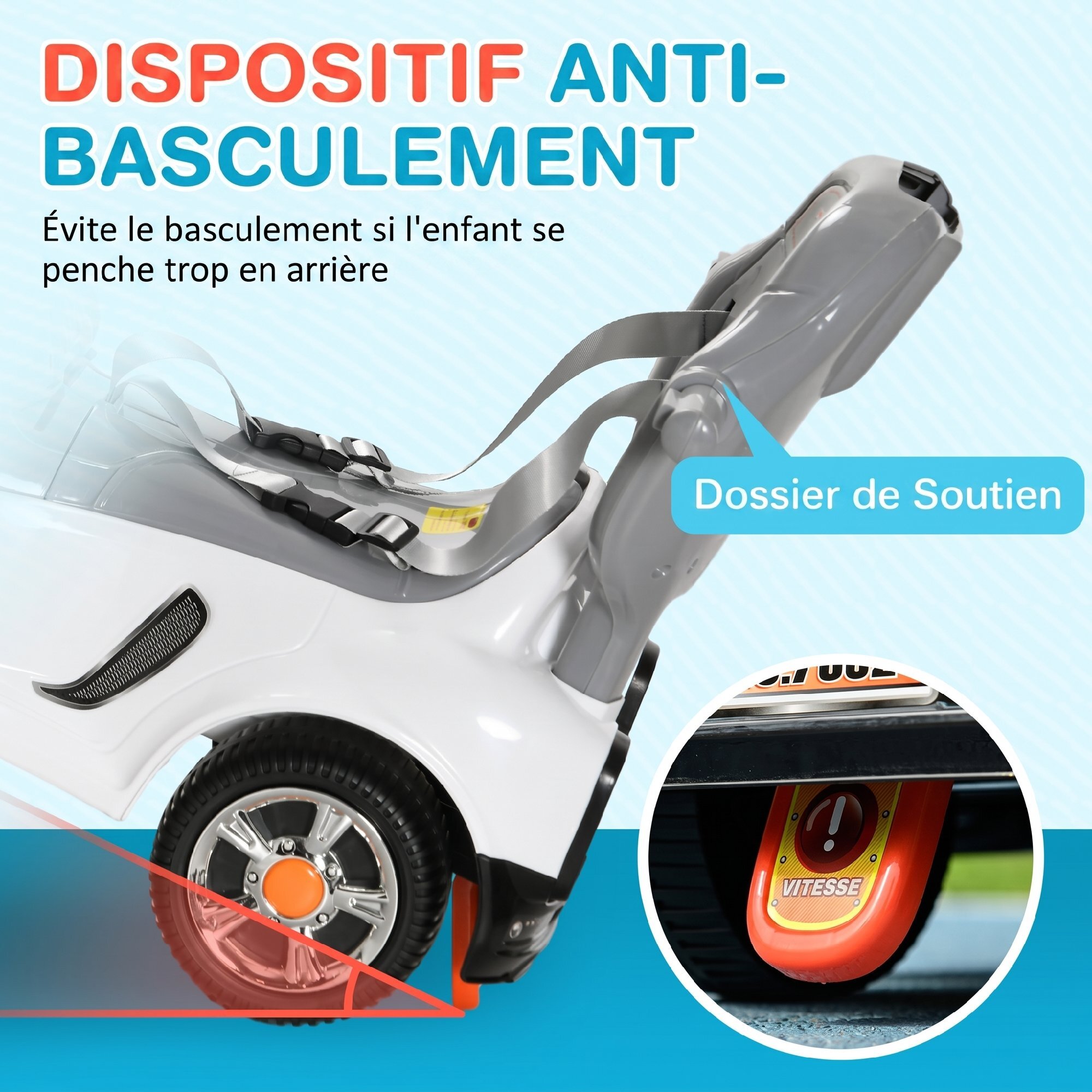 Porteur enfant évolutif 3 en 1 design rover spatial effets sonores lumineux
