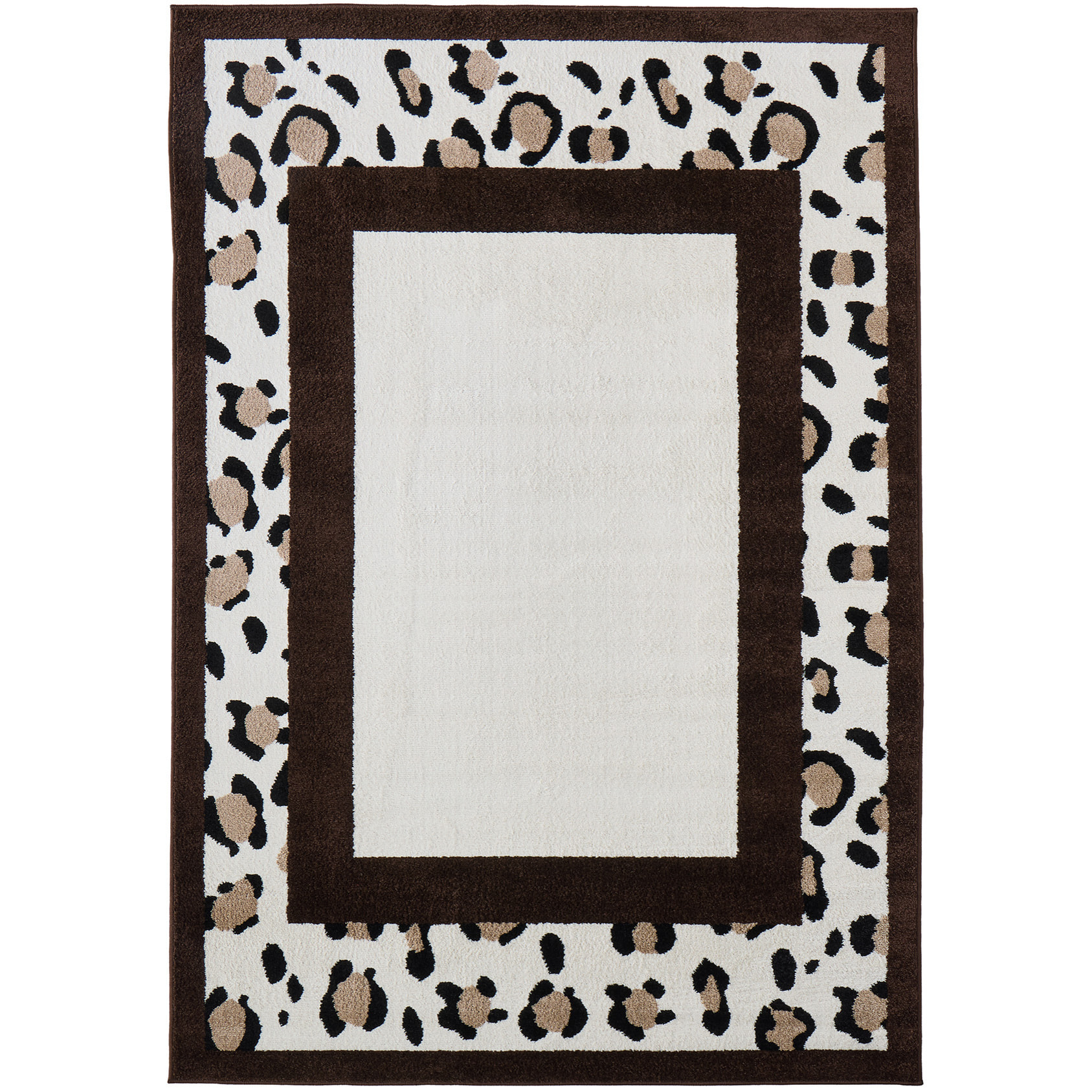 LEOVAH - Tapis de salon marron à motif léopard