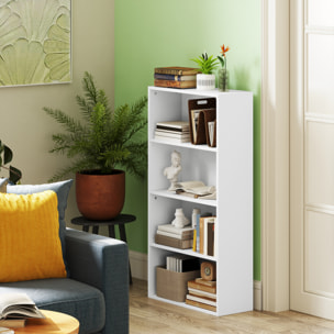 Librería de 4 Niveles Estantería de Libros con 2 Estantes Ajustables para Sala de Estar Oficina Dormitorio 60x24x115,5 cm Blanco
