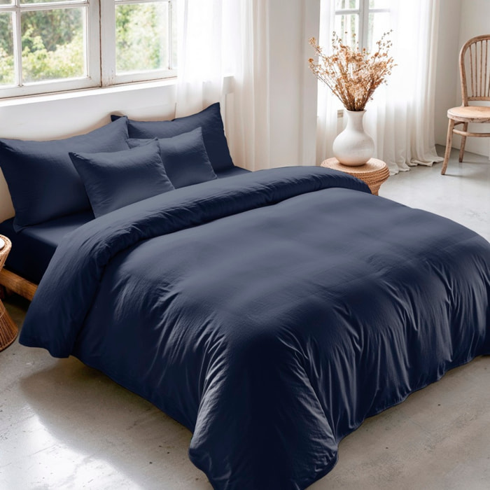 Housse de couette unie marine