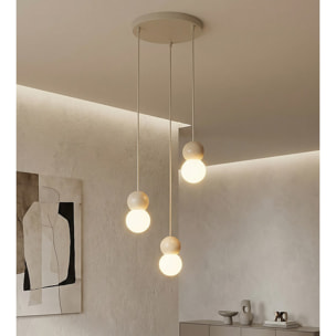 Lampada a sospensione LOOP in acciaio moka e legno naturale