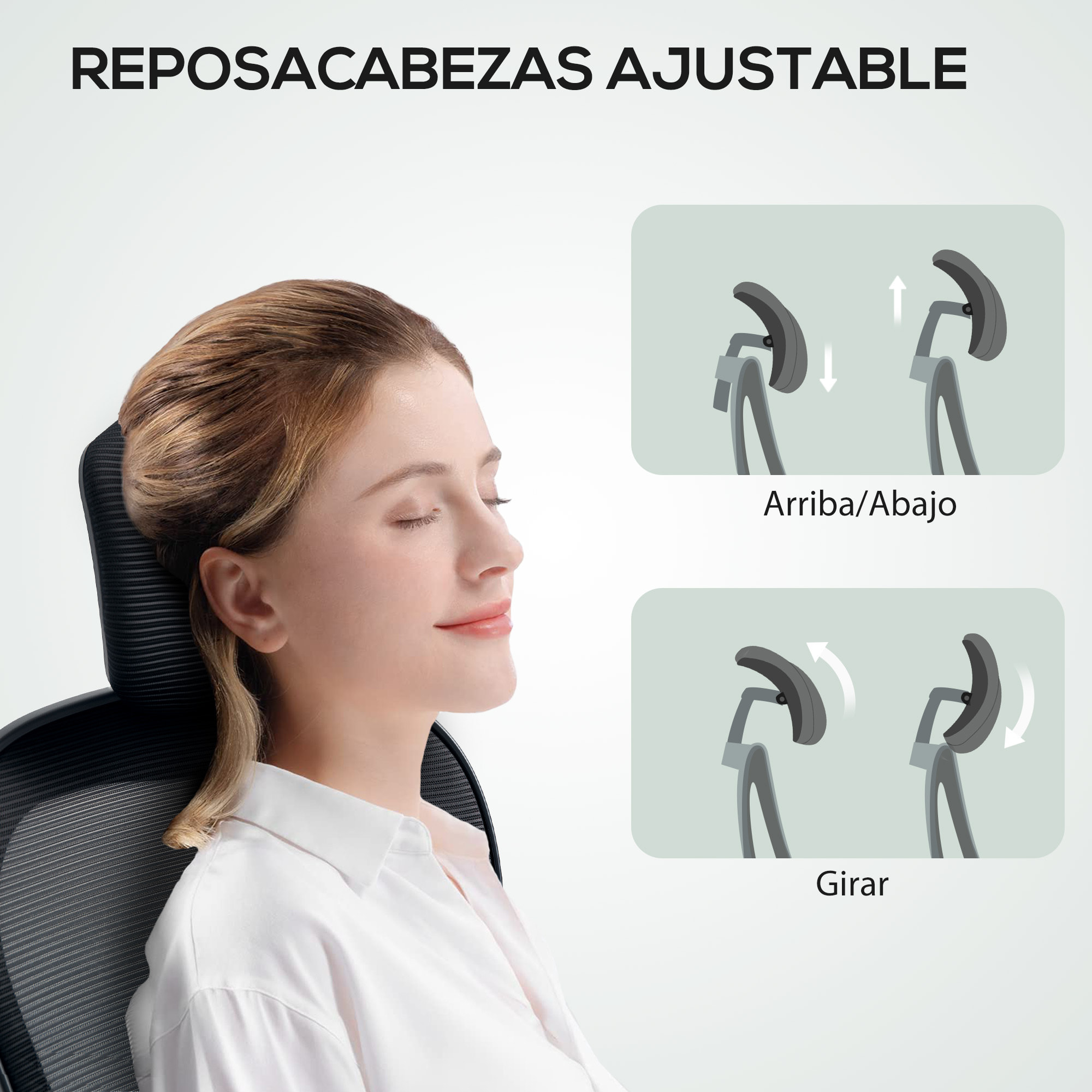 Silla de Oficina Giratoria Silla de Escritorio de Malla Transpirable con Altura Ajustable Reposacabezas y Soporte Lumbar Ajustables Silla de Despacho Basculante Carga 120 kg Negro