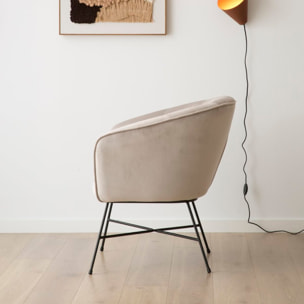 Fauteuil Sigrid -tissu et bois-couleur gris 70 x 79 x 69 cm