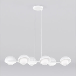 Lampada a sospensione BOOM lineare con diffusori in vetro e finitura bianca opaca