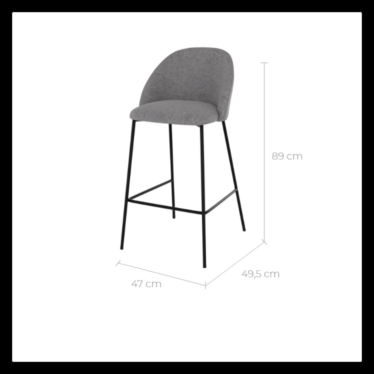 Lot de 2 chaises pour îlot central 66 cm en tissu chiné gris foncé - Karl