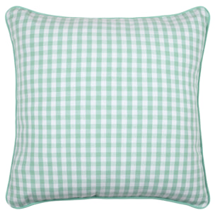 Coussin décoratif motif vichy en polycoton - Vert