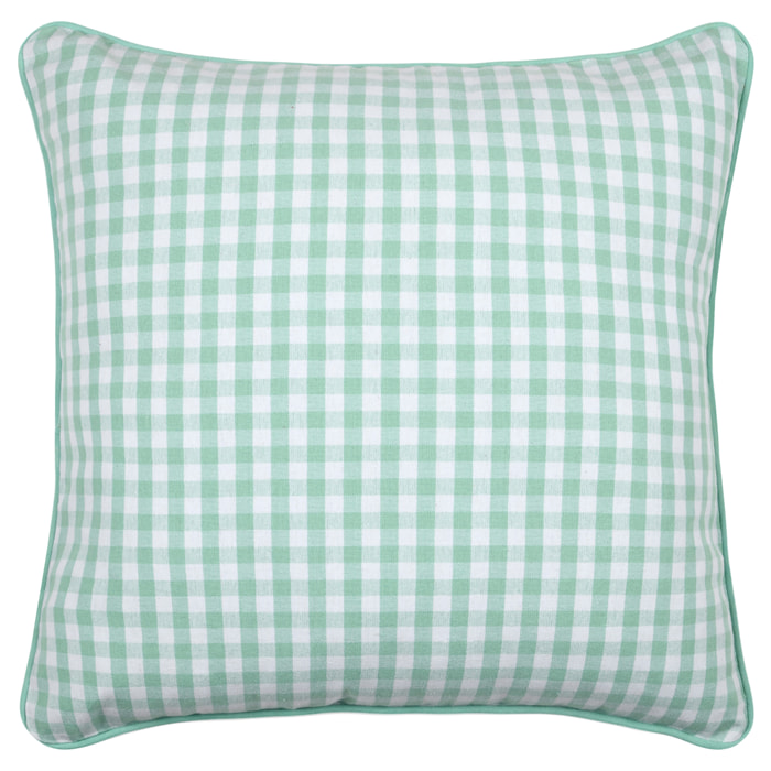 Coussin décoratif motif vichy en polycoton - Vert