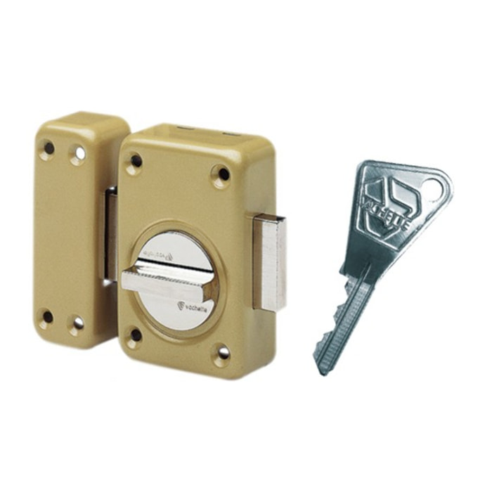 Verrou mécanique 7640 VACHETTE - A bouton - V136 - Vernis - Cylindre L.40 MV s'entrouvrant - 16159000