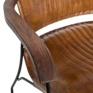 Fauteuil "Hoper" cuir marron cognac