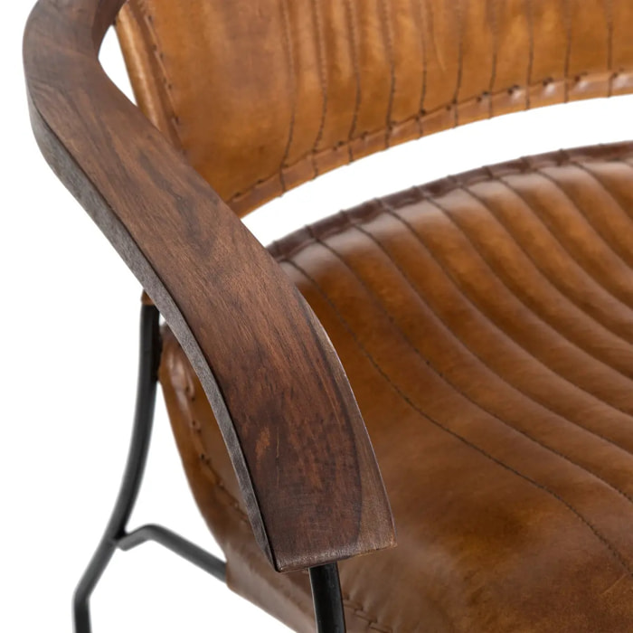 Fauteuil "Hoper" cuir marron cognac