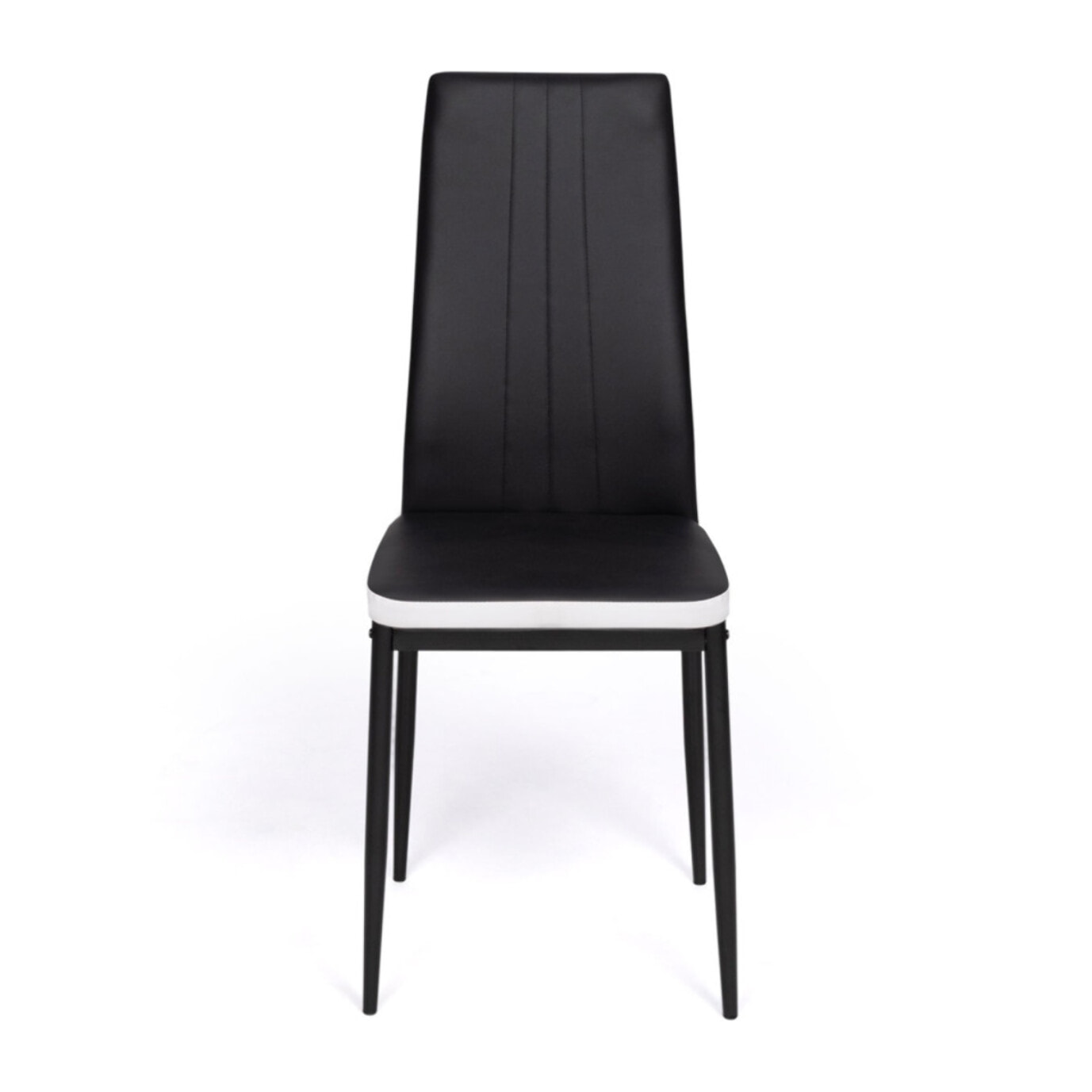 Chaises Jodie imitation cuir et pieds métal - Noir - Blanc