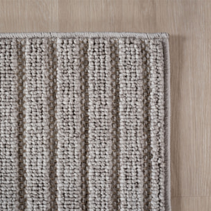 HELIX - Tapis moderne rond effet laine bouclé à motif géométrique en relief gris