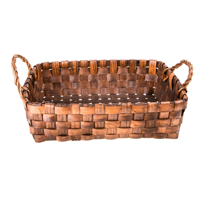 Cesto Rettangolare Willow Con Manici - Pezzi 1 - 54X18X36cm - Colore: Marrone - Bianchi Dino - Articoli Natalizi