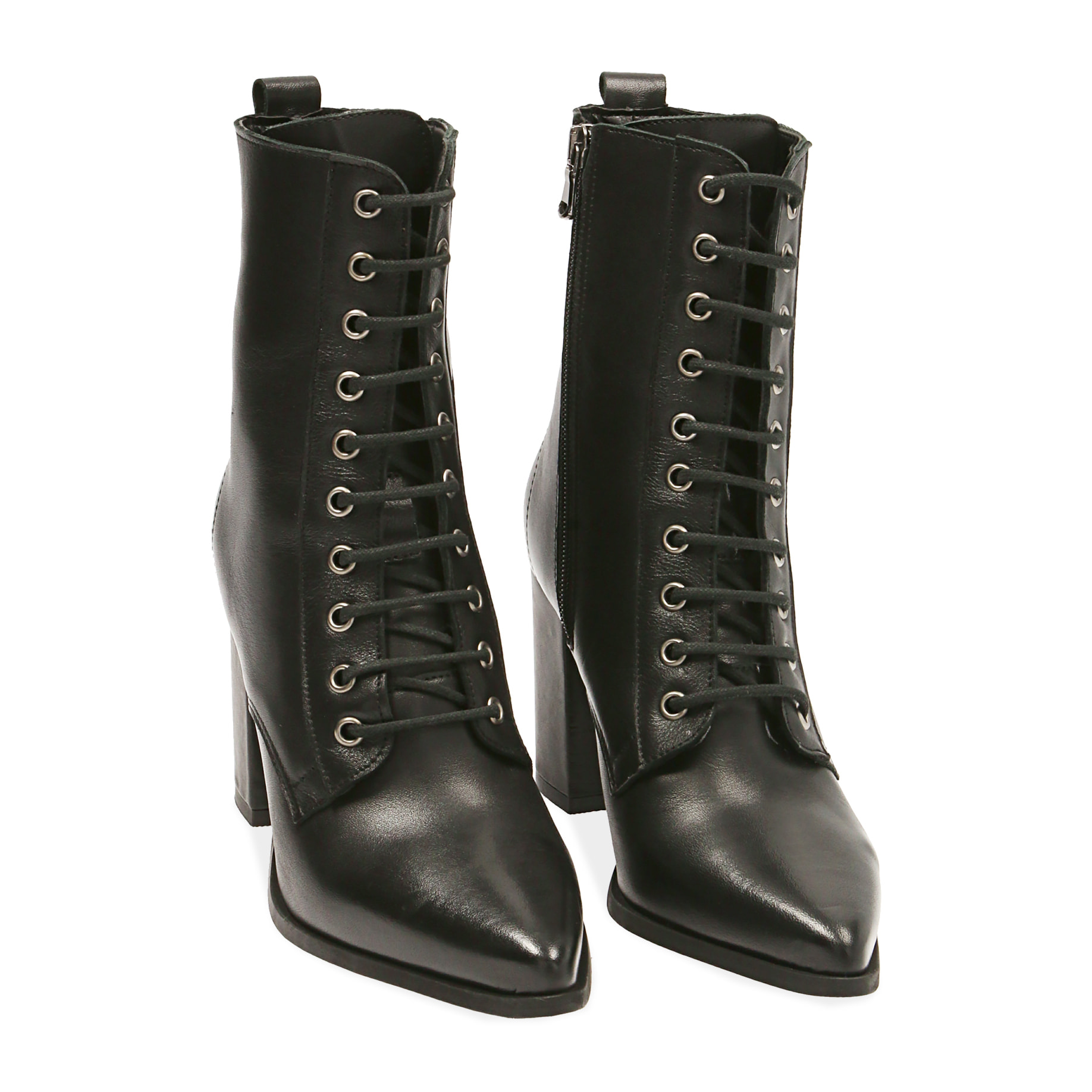 Ankle boots neri in pelle, tacco 9 cm