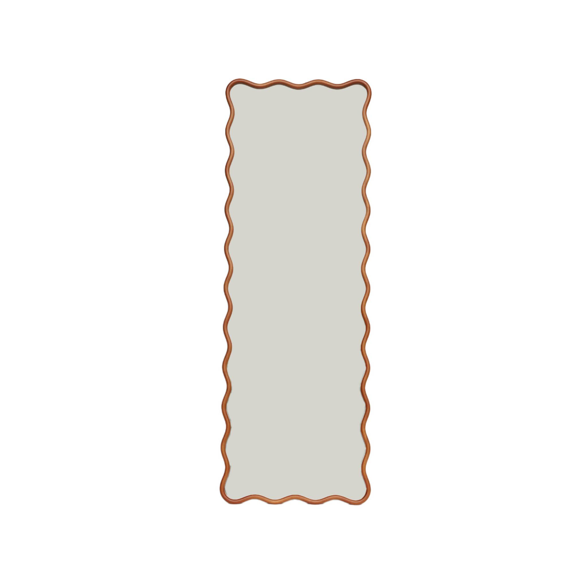 Miroir sur pied organique bois d'hévéa pied en acier 172cm CAULINE