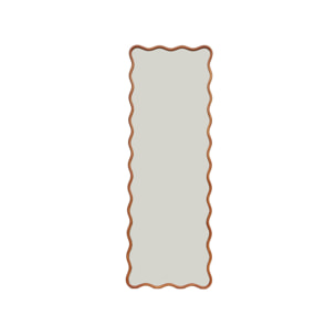Miroir sur pied organique bois d'hévéa pied en acier 172cm CAULINE