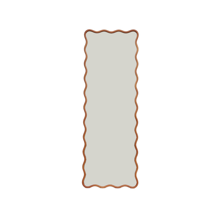 Miroir sur pied organique bois d'hévéa pied en acier 172cm CAULINE