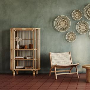 Bibliothèque en rotin naturel avec étagères - Marthe