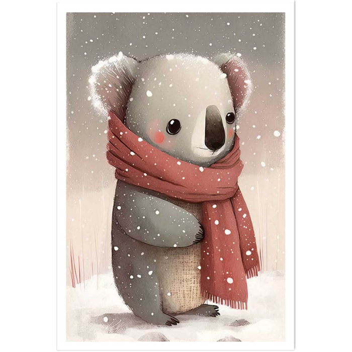Affiche enfant koala sous la neige  Affiche seule