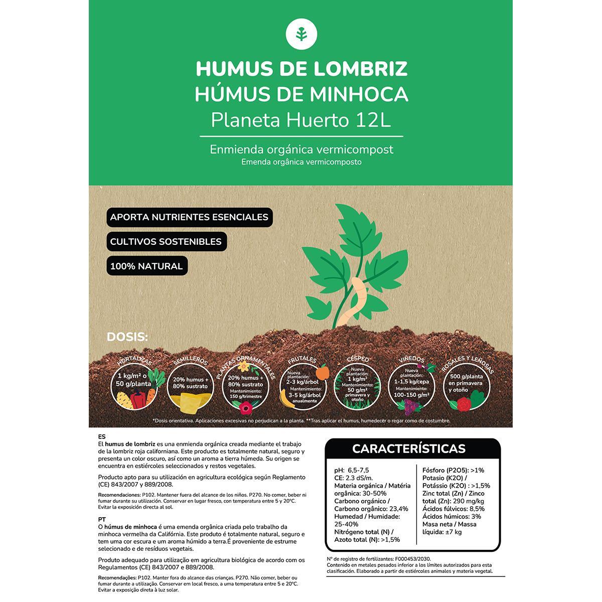 Humus de Lombriz Planeta Huerto 12 l