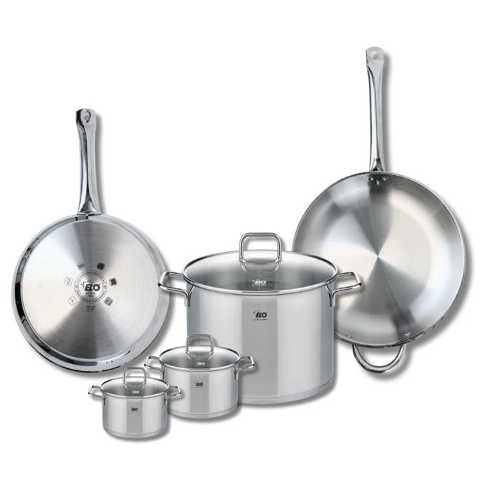 Ensemble de 2 Poêles de cuisson 28 et 32 cm et 3 faitouts 12, 14 et 26 cm Elo Profi Citrin