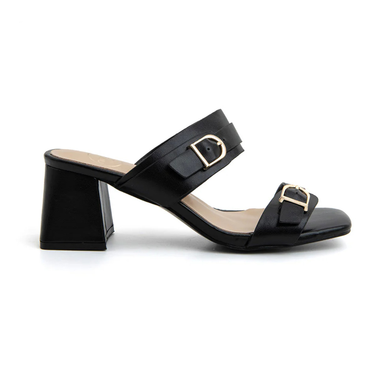 Sandalo glam-rock con doppia fibbia - NERO