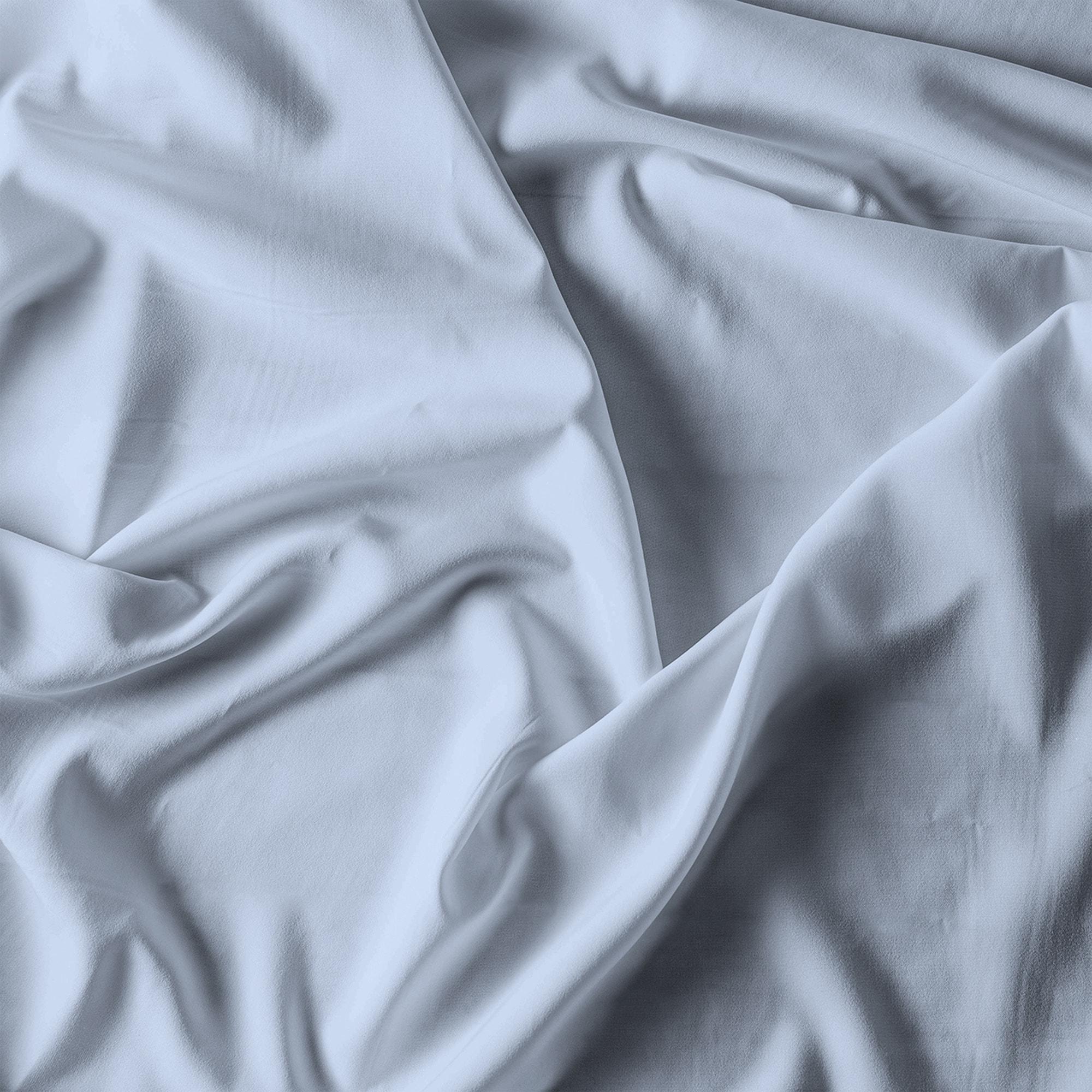 COMPLETO LETTO RASO CLOE, 100% Raso di Cotone, Made in Italy - AZZURRO