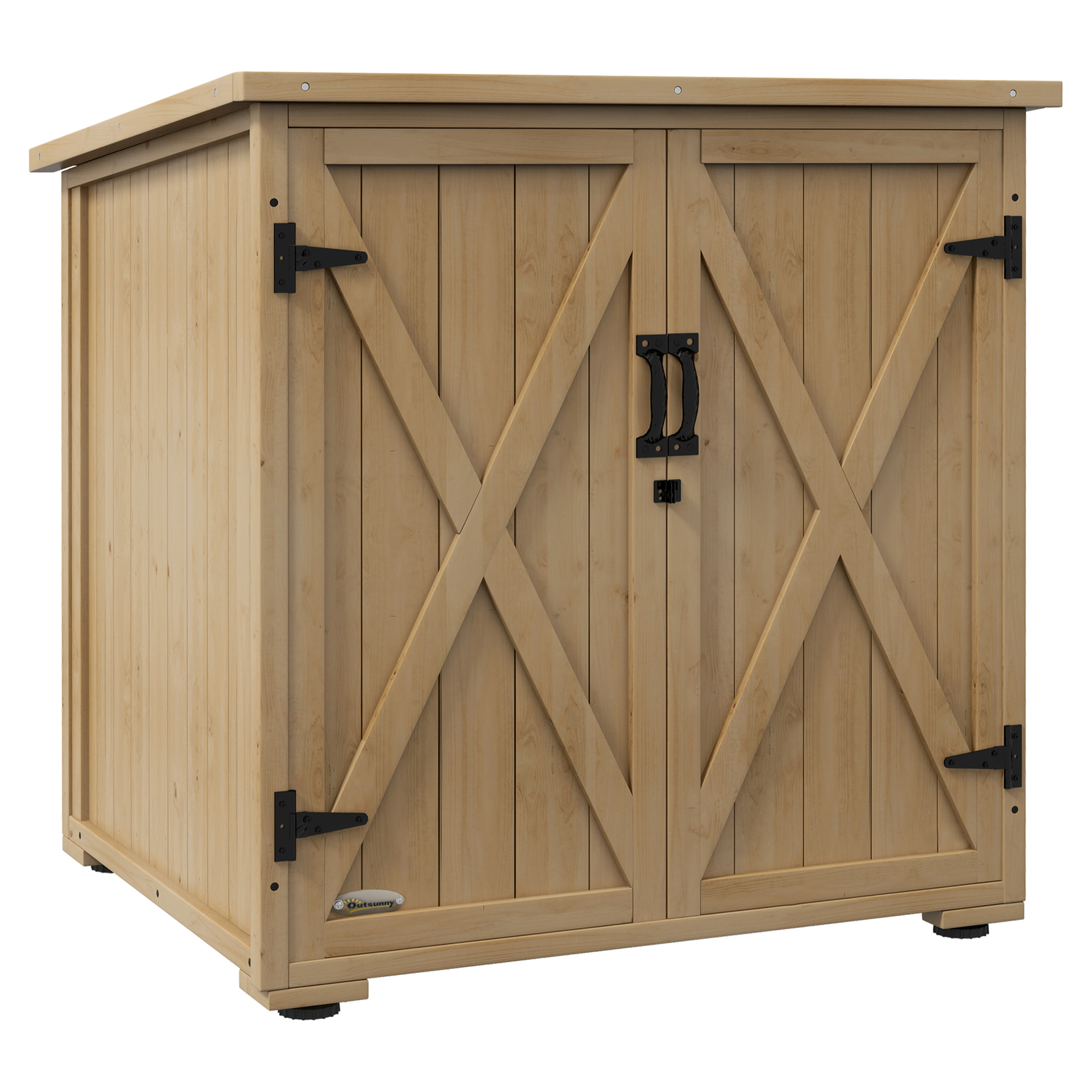 Armoire de jardin 2 portes croisillons étagère toit bitumé bois sapin pré-huilé