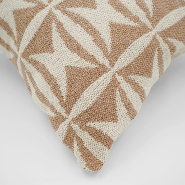 Coussin décoratif en jacquard à motif géométrique - Naturel