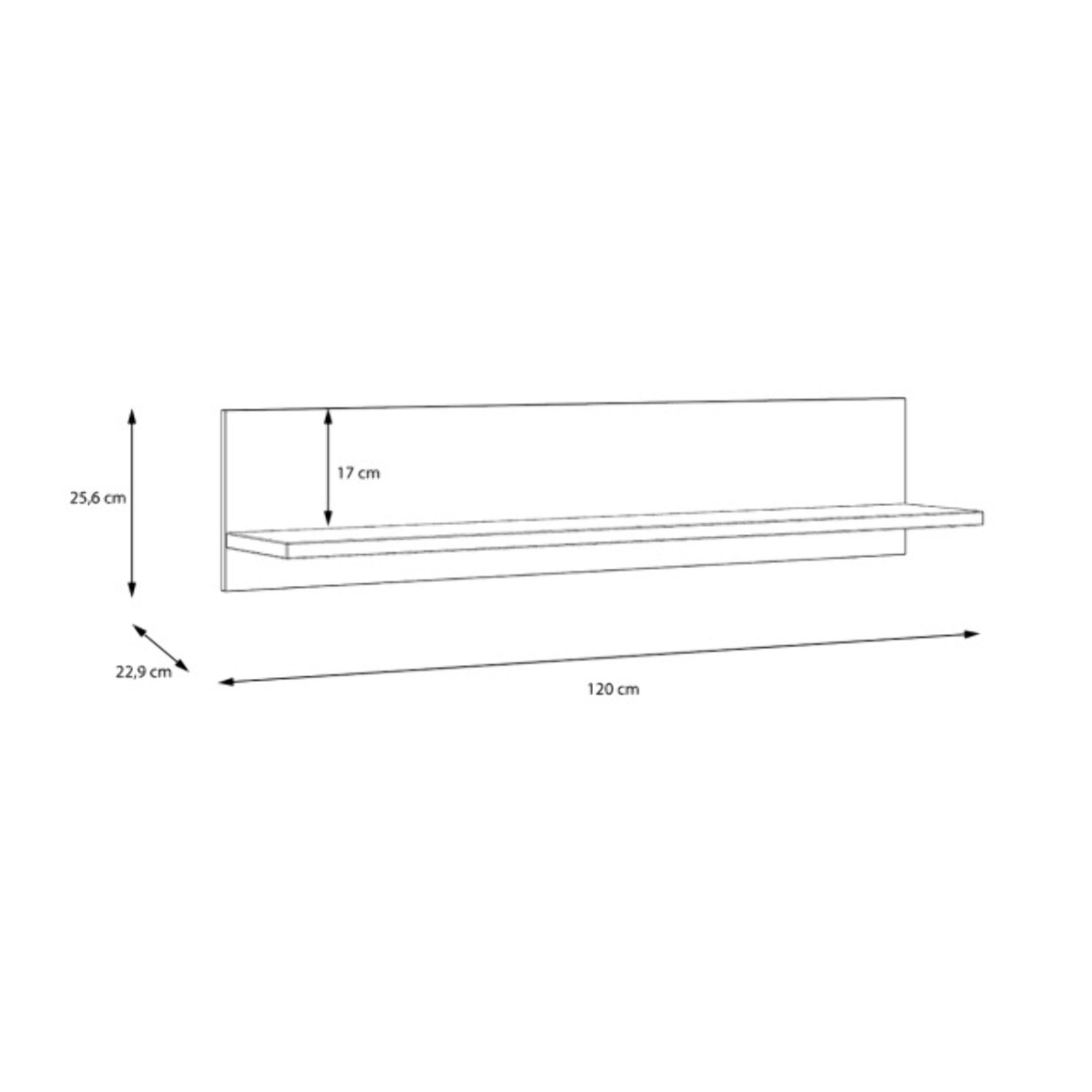 Étagère murale noire effet bois de chêne une tablette L120cm - DORY