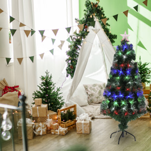 Árbol de navidad de fibra óptica con 135 luces led multicolor con estrella 58x58x120cm