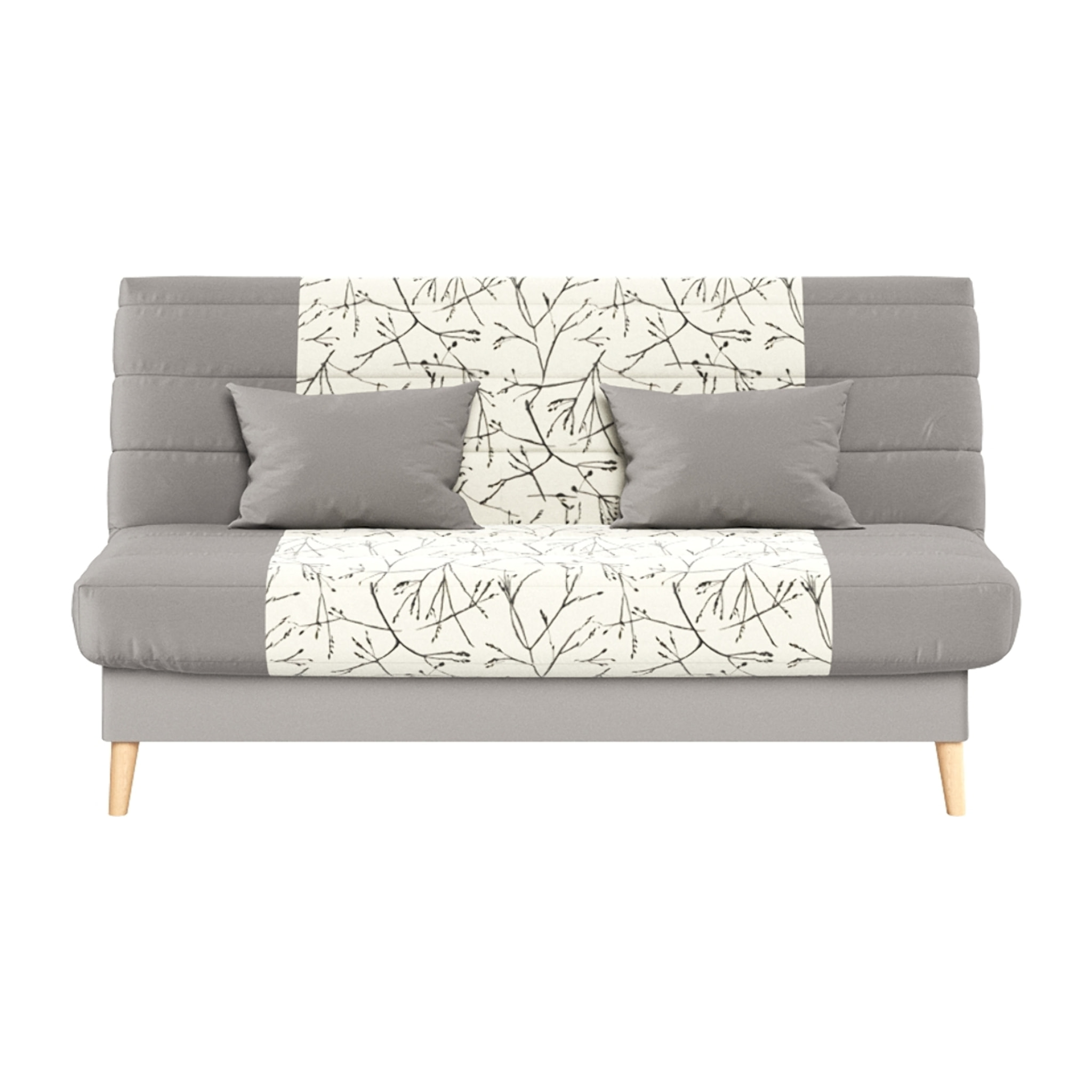 Canapé convertible Soho, matelas Simmons, 130 x 190 cm, 2 coussins offerts, Beige à motifs