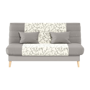 Canapé convertible Soho, matelas Simmons, 130 x 190 cm, 2 coussins offerts, Beige à motifs
