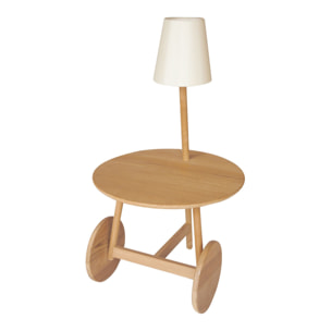 TABLE D'APPOINT EN TECK AVEC LAMPE+ABAT-JOUR 51X47XHT88CM  TRISS