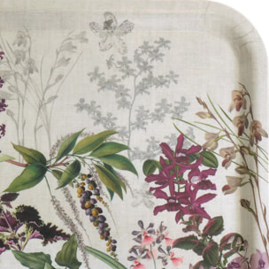 Plateau bois imprimé bordeaux vert Parfum d'orchidee grege