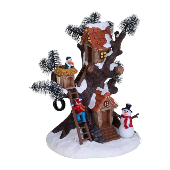 Casa su albero con santa e luci - Pezzi 1 - ALTRO - Bianchi Dino SpA
