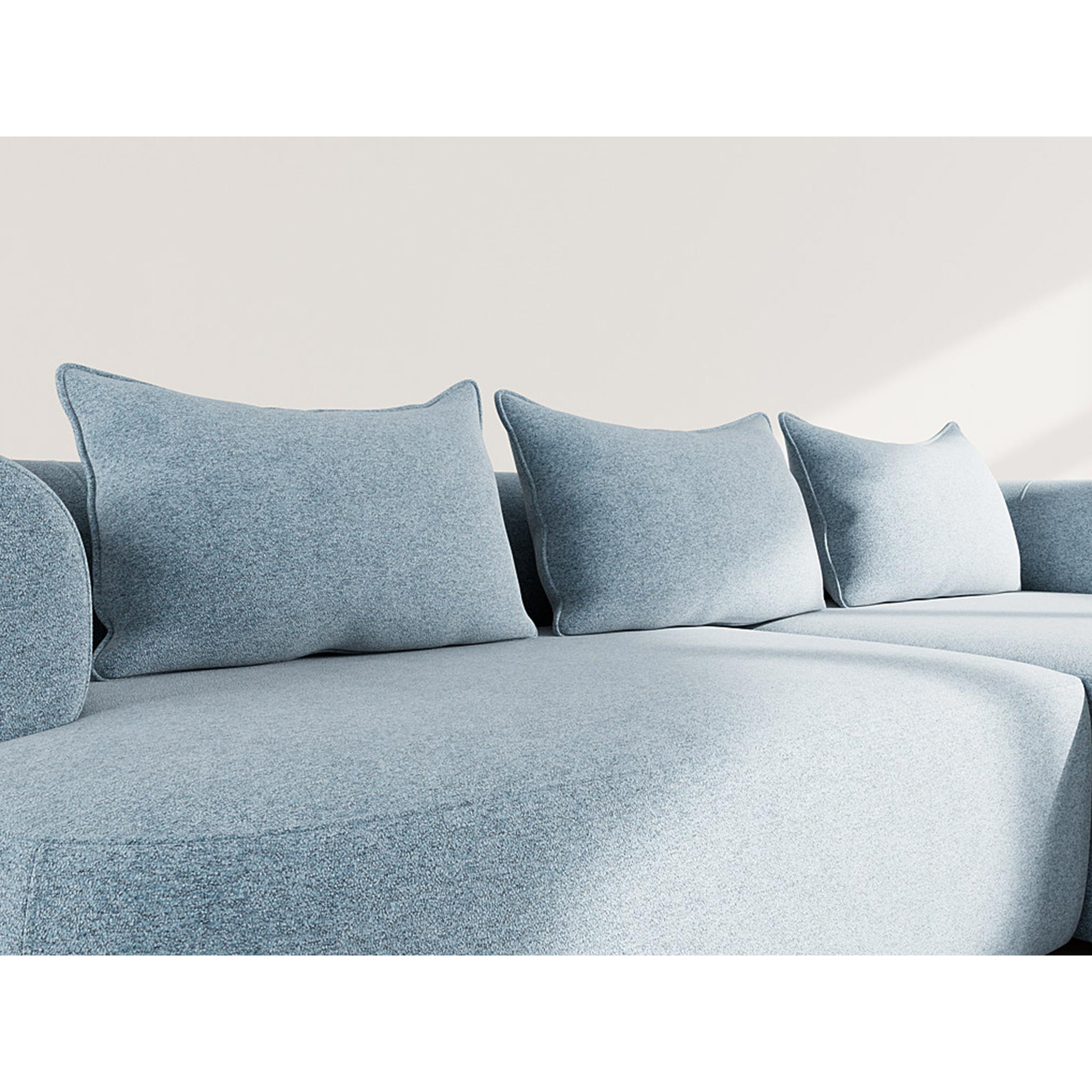 Angela - canapé d'angle droit 4 places en velours texturé - Bleu