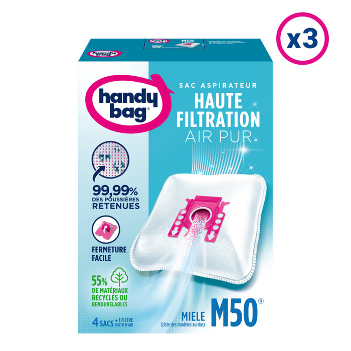 3x4 Sacs Aspirateurs 1 Filtre Sortie D'Air À Découper - M50 - Miele