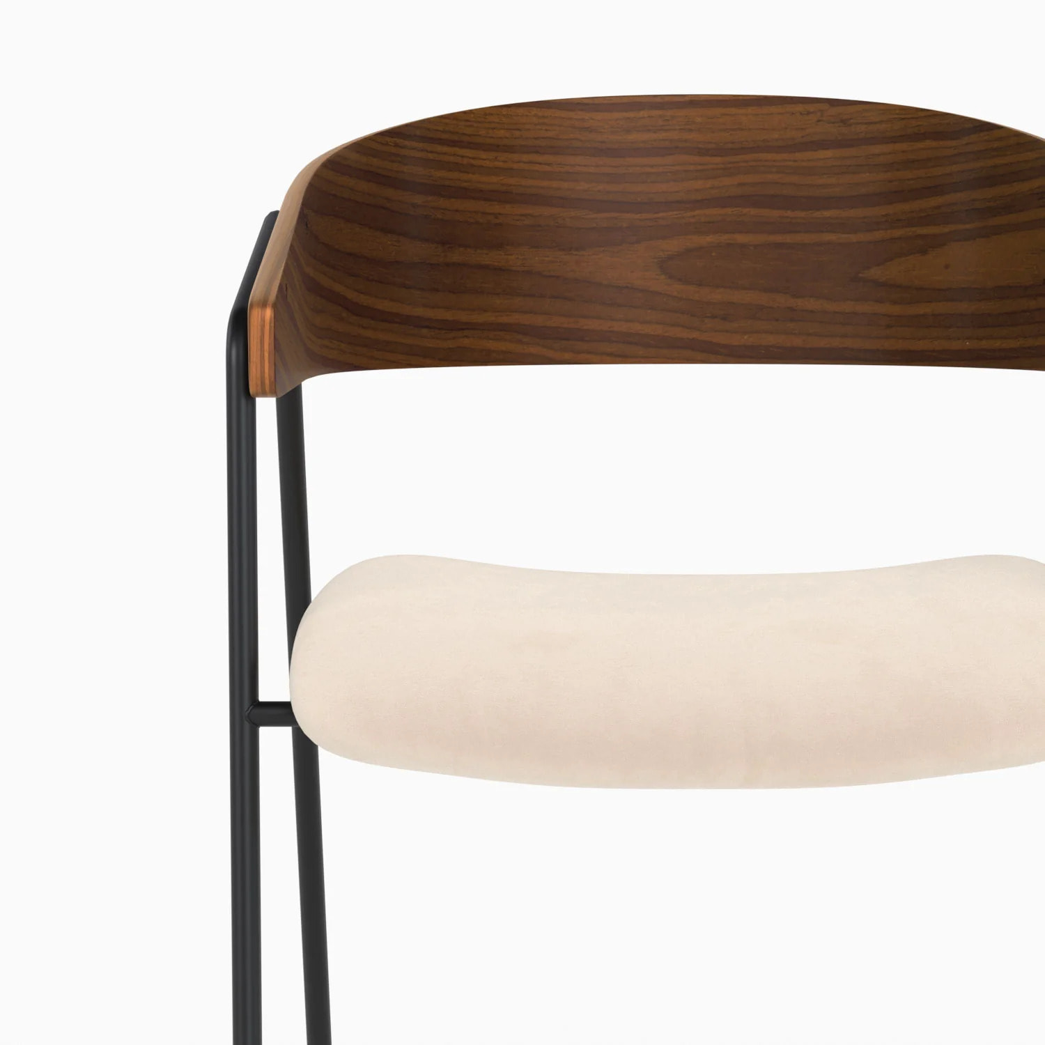 Lot de 2 chaises en velours blanc cassé et bois de noyer - Esmée