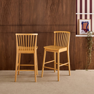 Tabouret de bar à barreaux bois d'hévéa 63cm (lot de 2) PAULA